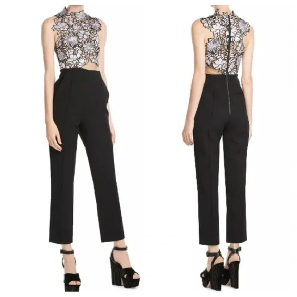 Self Portrait Lilac Guipure Floral Lace Sleeveless Jumpsuit - Picture 11 of 15